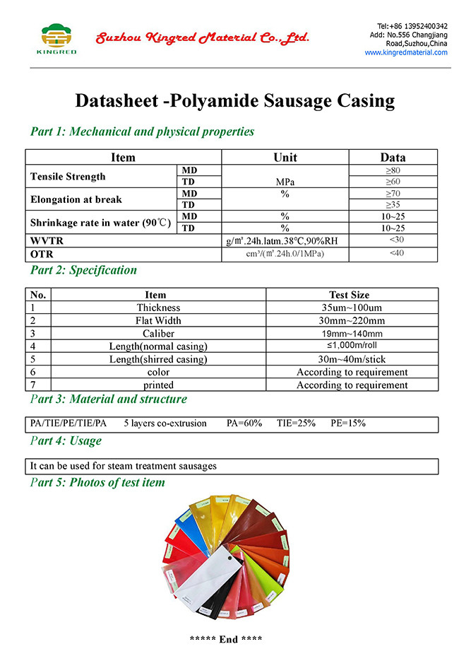 Casing Grade Color Food Grade Plastic Casing Flexography Printing Brand LOGO Sausage ...