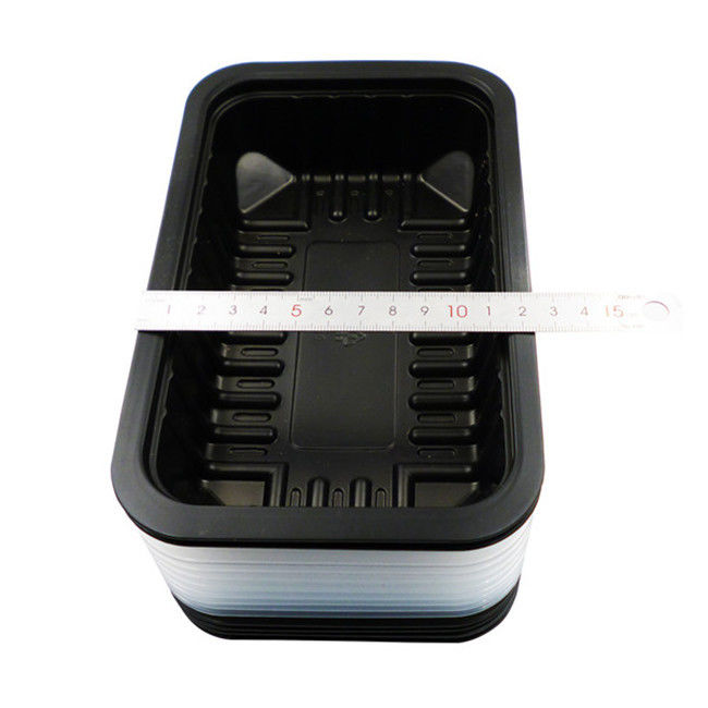 PET CPET Disposable Food Trays With Lids 200mm Length Refrigeration Storage