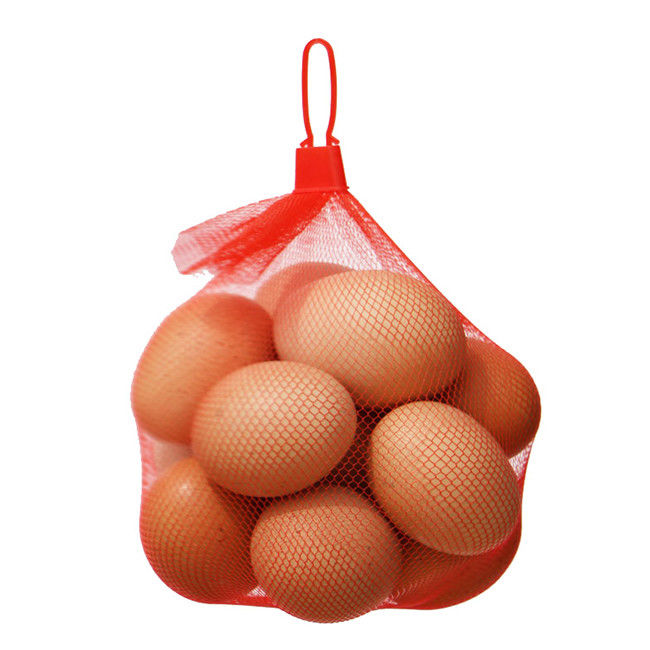 Disposable Red Yellow Mesh Fruit And Vegetable Bags 35cm 40cm Length With Clips