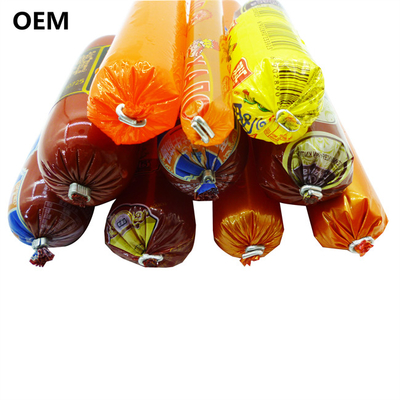 Different Size From 20mm Calber To 160mm Flexography Logo Printed Plastic Sausage Casing