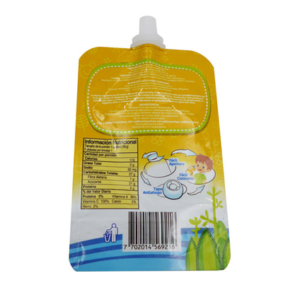 Food grade juice packaging material Plastic self-supporting bag with plastic nozzle