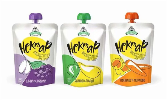Self-contained packaging Plastic bag digital printing liquid bag with plastic suction nozzle