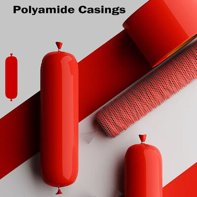 Red Color Polyamide Sausage Casing Shrinkable Nylon Casings With 5 Layers Co-extrusion For Meat Sausage Packaging