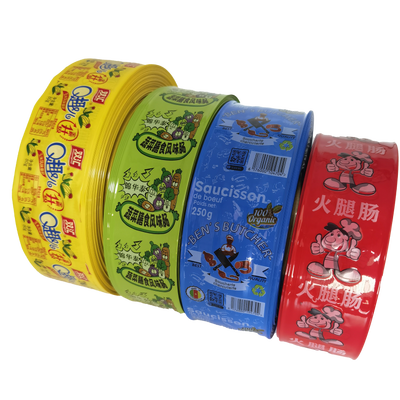 Custom OEM Logo Printed High Shrinkage Colorful Food Grade Artificial Sausage Casings in Different Sizes