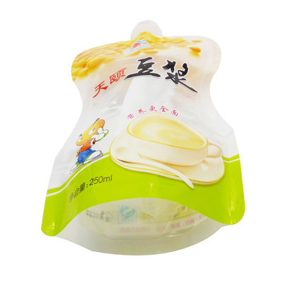 250ml Soy Milk Doypack Stand Up Pouch With Nozzle OEM Printed
