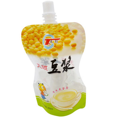250ml Soy Milk Doypack Stand Up Pouch With Nozzle OEM Printed
