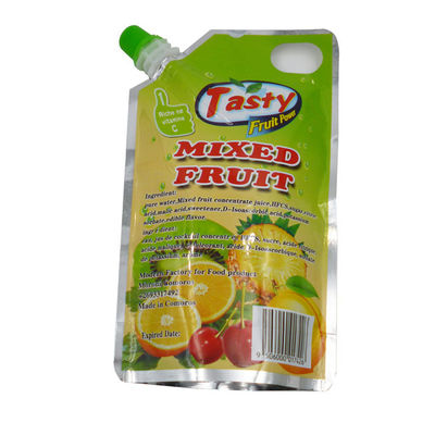 Food Grade Customized LOGO Printing Stand Up Pouch Bags With Suction Nozzle For Juices