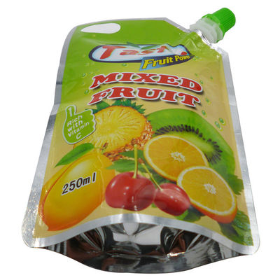 Food Grade Customized LOGO Printing Stand Up Pouch Bags With Suction Nozzle For Juices