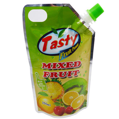 Food Grade Customized LOGO Printing Stand Up Pouch Bags With Suction Nozzle For Juices
