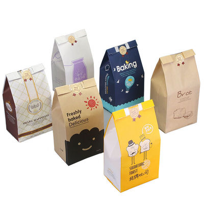 Brown OEM ODM Printed Kraft Paper Bread Bags 35um-150um Thickness